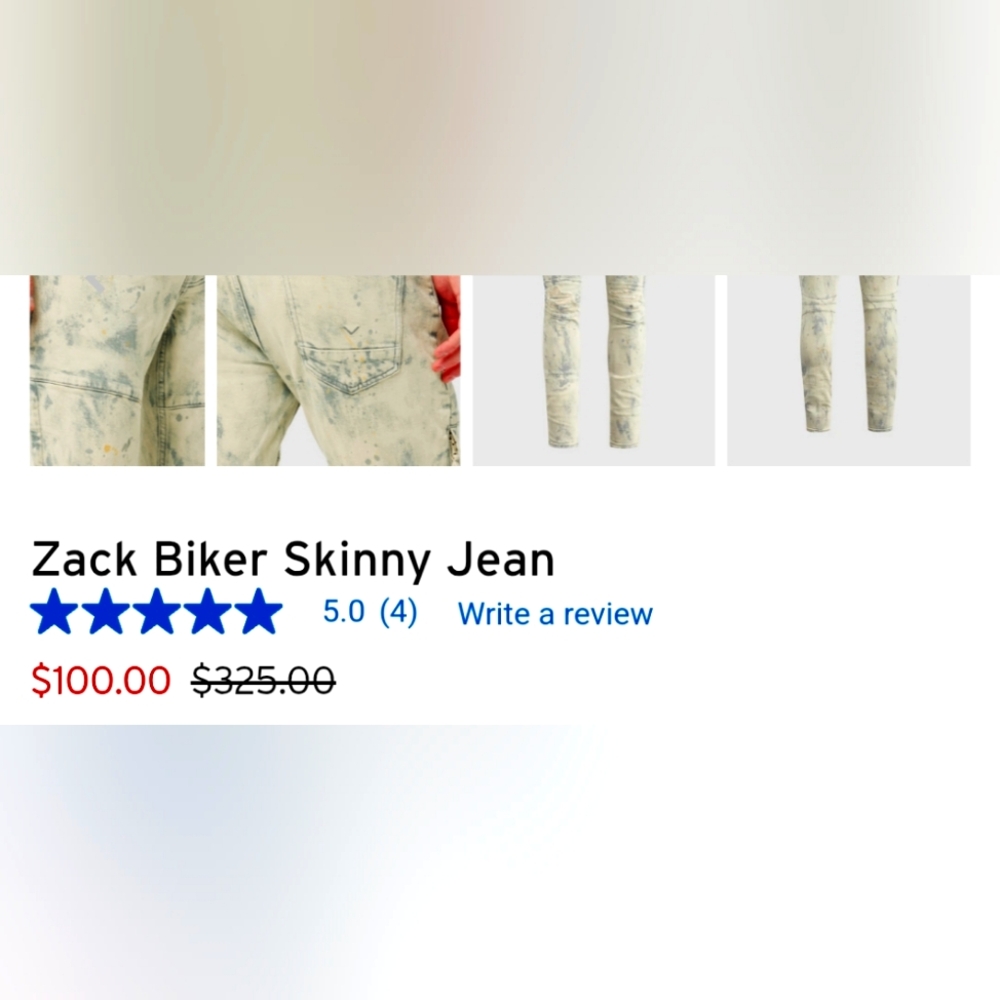 Zack Biker Skinny Jeans in Cream